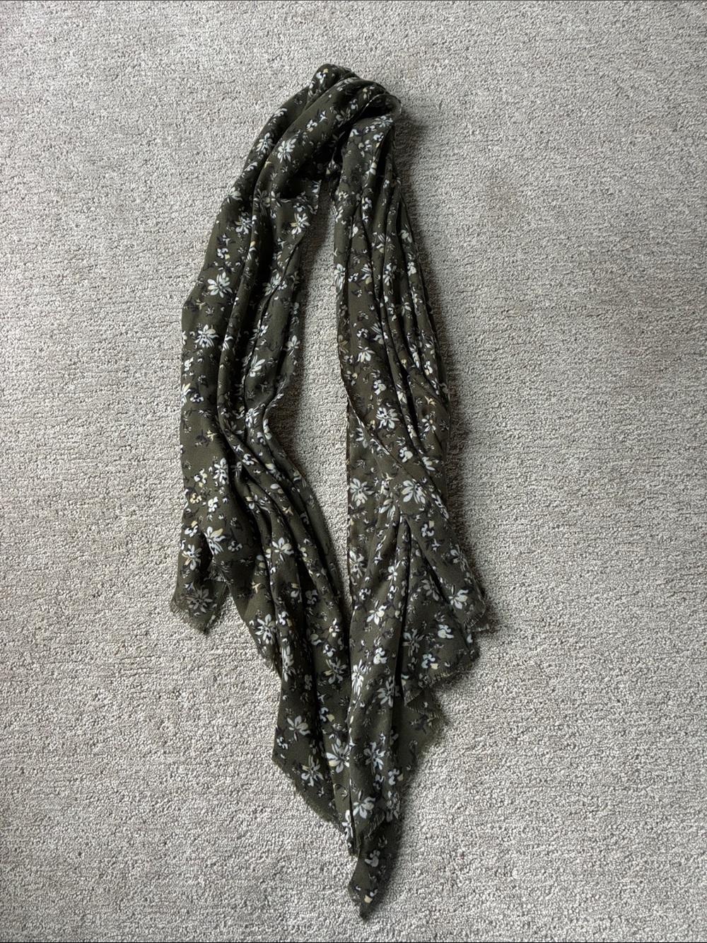 LOFT Olive Floral Lightweight Scarf